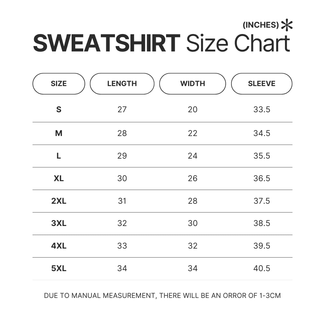 Sweatshirt Size Chart - Lewis Hamilton Store