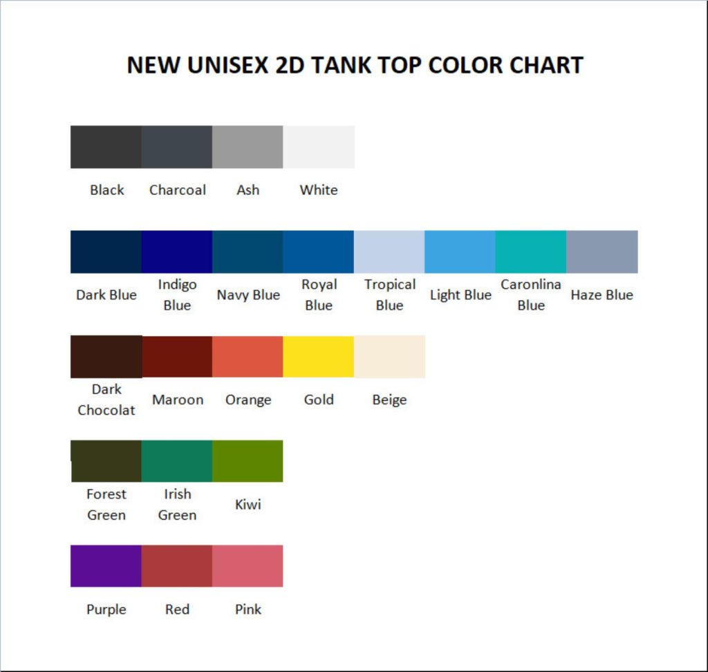 tank top color chart - Lewis Hamilton Store